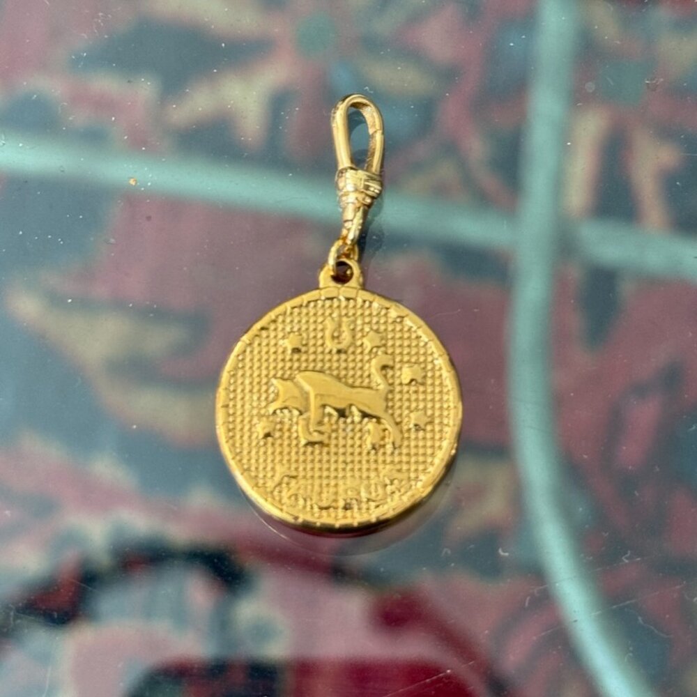 Taurus Pendant Charm Vintage Style Disc Circle w Lobster Clip NEW